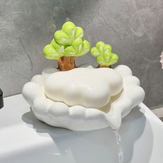 Mirnoa 烏託邦雲朵造型陶瓷裝飾肥皂架 MMM3515, 白色, 1個