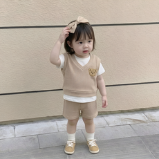베베니즈 와플레이어드 곰패치 반팔 상하의 세트