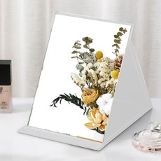 마켓플랜 휴대용 접이식 PU커버 탁상 거울, 화이트