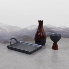 Dalsogeum 陶瓷酒瓶酒杯 紅酒雙色 獨酌 3件組, 酒瓶 + 酒杯 + 碟子, 1套