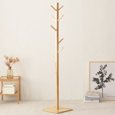 Joeunworld Edith原木立式衣架 方形B, 淺木色