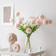 cocodor 珂珂朵爾 人造球菊花束 60cm, 象牙白, 5支