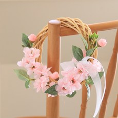 조화 체리블러썸 라운드 리스, 핑크