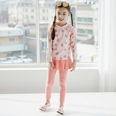 IAMBEBE 女童甜美蜜桃上下裝防曬泳衣套裝