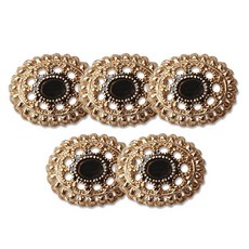 高級大衣開襟衫金屬鈕扣 凱瑟琳 15mm, 黑金色, 5個