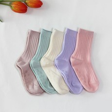 童款柔軟素色長襪 5雙入