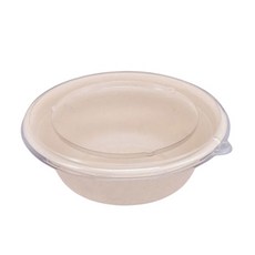 생활을그리다 크라프트 넓은 펄프 원형볼 1200ml + PET 뚜껑 세트, 125세트