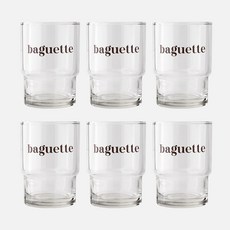 라운드앤플랫 로코리빙 레터링 바게트 스태킹 유리컵 250ml, 6개, 브라운