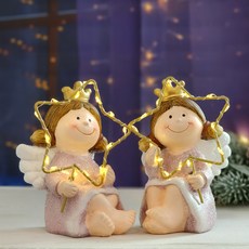歡樂村聖誕粉紅天使2件套, 混合色, 13cm, 1套