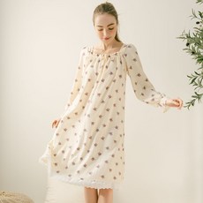 안나앤코 여성 순수 긴팔 잠옷 파자마 원피스