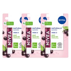 NIVEA 妮維雅 巴西莓籽油護唇膏 4.8g, 無香, 3支