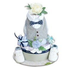 베이비베이커리 댄디 보이 3단 돌 기저귀케익, 혼합색상, 1개