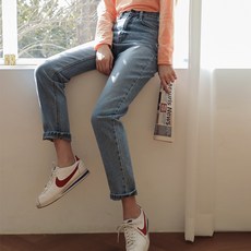 빼빼 여성용 은은워싱 데일리 와이드 청바지