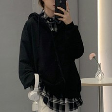 피어니스트 컬러 캐주얼 지퍼 후드 집업