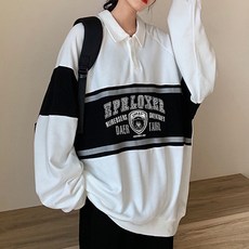 임산부 힙하고 유니크한 레트로 긴팔 오버핏 상의
