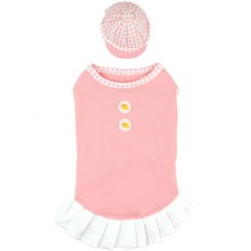 ParisDog 狗狗小雞連身裙 + 帽子套組, 粉紅色