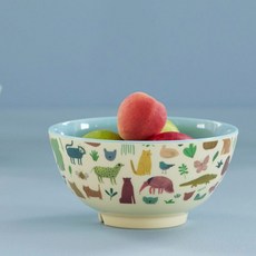 rice 幼兒飯碗, 1個, 動物園藍色