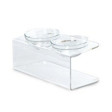 PETRIUM 2格壓克力寵物食盆架+玻璃餐碗 2入, 1套, 透明度
