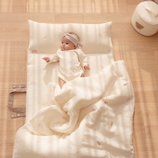 vivienda 幼兒用純粹冰絲兩用午睡被墊 + 輕薄四季被套組 (蝴蝶結米色), 嬌小兔子