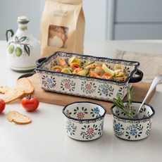 PAWIE 圖案圓碗 2入+方型籃組, 混色, 籃筐+球2p