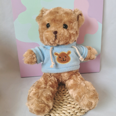 프레이르 귀여운 사랑스러운 인형, 브라운 로즈 블루 맨투맨 스타일 베어, 1개