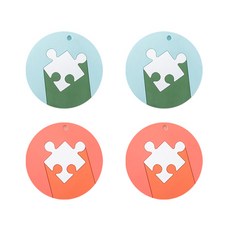 Vivid 拼圖剪影矽膠杯墊 8.5cm 2款 x 2入組, 藍色, 珊瑚色, 1套