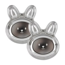 韓國製兔子不鏽鋼點心盤 2入, 單一顏色, 2個