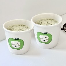 Dapa Rang蘋果Sshuna簡約白色陶瓷馬克杯 400ml HJ0090, 2個, 混色