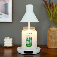 YANKEE CANDLE 遙控蠟燭加熱燈+蠟燭 L號+燈泡組 2入, 白色(蠟燭加熱燈)+Clean Cotton(蠟燭)