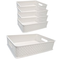 2A工業天然藤收納籃3號, 白色的, 5個