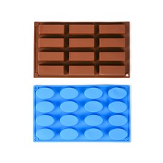 Cooking Plus 12格長方形矽膠模具+16格橢圓型模具, 單色, 1組