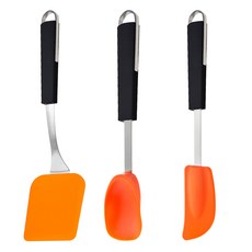 제니얼 프리미엄 스완블랙 조리도구 3종 세트 H타입, 블랙 + 오렌지 + 실버