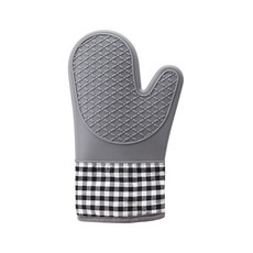 Herb Plus 雙層保護廚房矽膠烤箱手套, 格紋灰, 1個