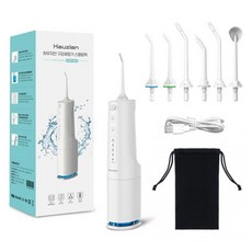 Hauzian Scaling Pick 口腔沖洗器 + 7 個噴嘴頭套組, HWP1800（白色）