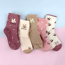 SAESILRO 女童用波米中筒襪5雙組