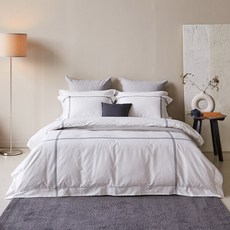 SOFRAUM Ann Lino 60支緞面棉被 + 枕頭套組, 白色, 被套+枕套套裝