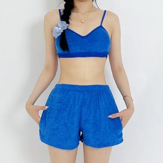 The Syrup 女性運動風毛巾布比基尼, 藍色