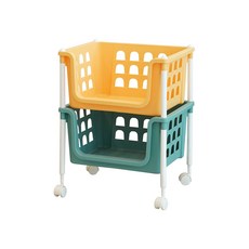 BONOHOUSE 水果粉彩雙層滾輪式收納籃, 1個, 混和色