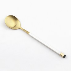 Bogen 方形雙色餐具湯匙 金色 + 白色, 1個, 單品