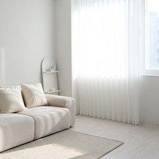 이음선없는 나비주름 밀크 쉬폰커튼 + 저소음 고급레일 세트 방문설치