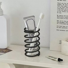 Mondspot 世紀中期風格彈簧鐵製牙刷牙膏架 YY57691, 黑色, 1個