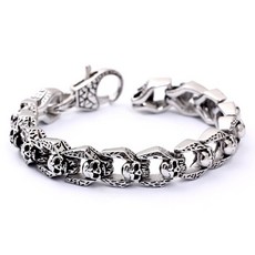 男士骷髏頭醫療鋼手鍊