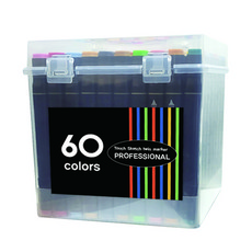 더블헤드 트윈 드로잉 마카펜 PP케이스 세트, 1세트, 60색