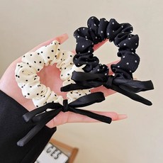 비비뮤아 블랙리본 땡댕이 발레코어 헤어곱창끈 2종 세트 HR585