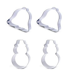 聖誕餅乾模具 雪人款+鈴鐺款, 單色, 2套