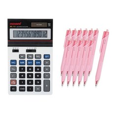 모나미 계산기 MC-112 + 볼펜 FX153 0.5mm 12p, 레드, 1개