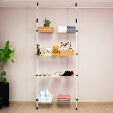 Poeta 一鍵式陽臺4層層架掛衣架, 白色 + 黑色