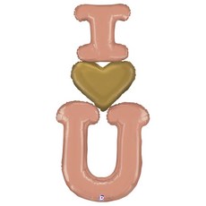 GRABO BALLOONS 鋁箔特別快遞包 I Heart You 氣球 1.5m, 玫瑰金, 1個