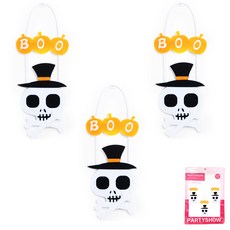PARTYSHOW 萬聖節裝飾毛氈裝飾骷髏骨 中, 3個, 混色