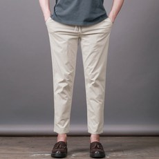 스댕클럽 남성용 허리밴딩 쿨링 스판 슬림 면바지 SSH5002